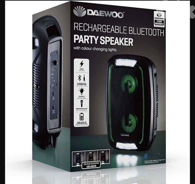 Daewoo LED Bluetooth Speaker & 20W Power Audio Output  /4$ delivery 0