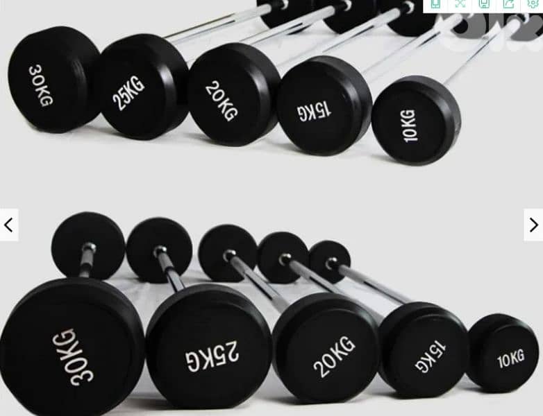 ez and straight weighted barbells 1