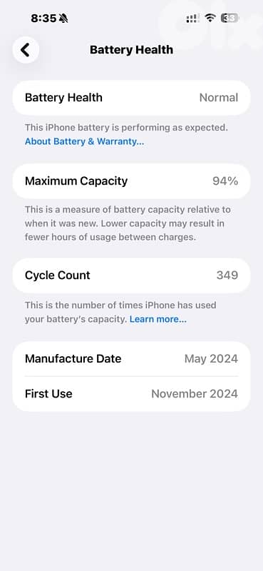 Used iphone 15 pro max 512GB  -  94% Battery health