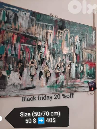 رسم زيتي على القماش يدويه