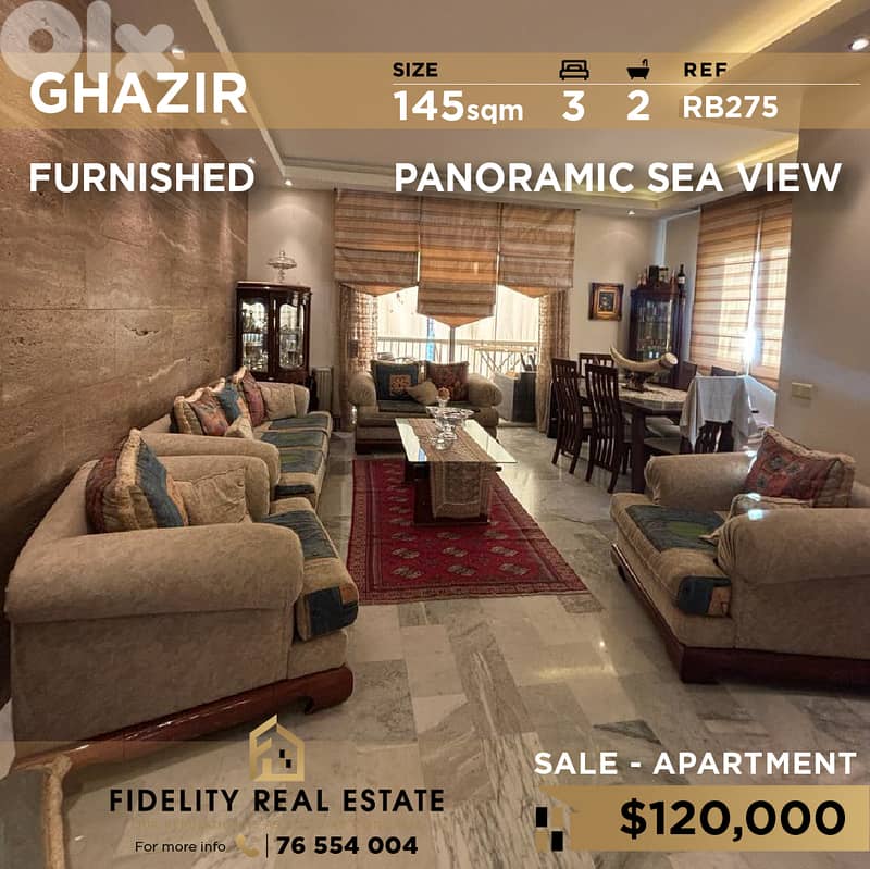 Apartment for sale in Ghazir RB275 شقة مفروشة للبيع في غزير 0