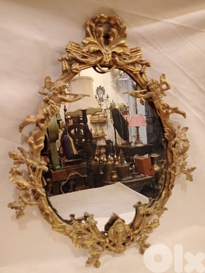 مراية قديمة نحاس حفر بالكامل