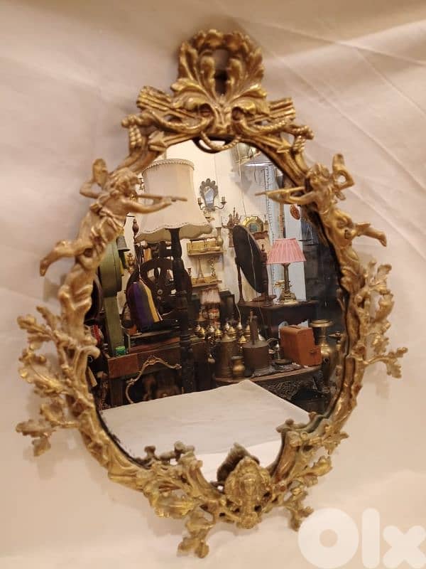 مراية قديمة نحاس حفر بالكامل 0