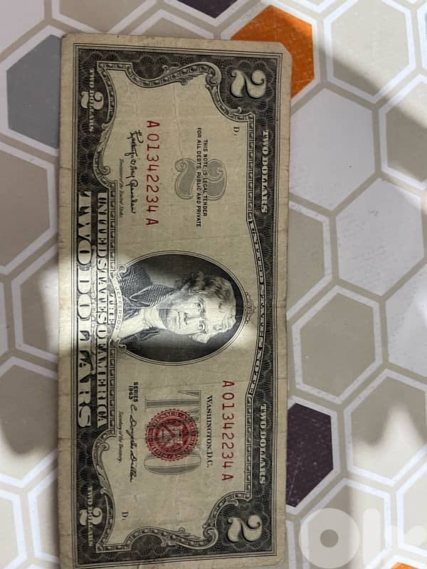 rare 2 usd with red stamp 0