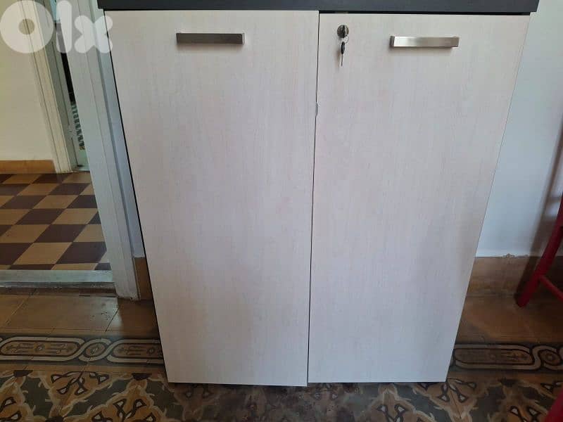 Modern Office Cabinet – Light Wood – Lockable 0