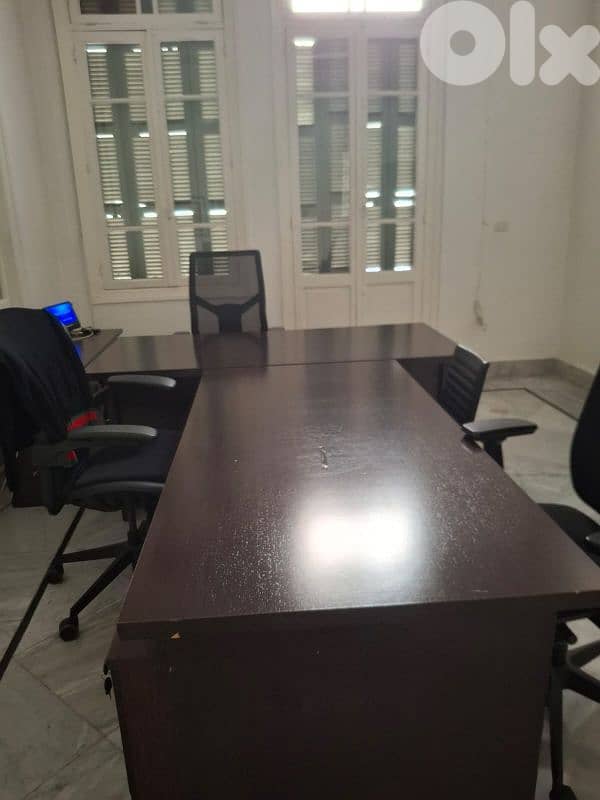 Large Office Desk – Shared Workstation – Dark Wood 0