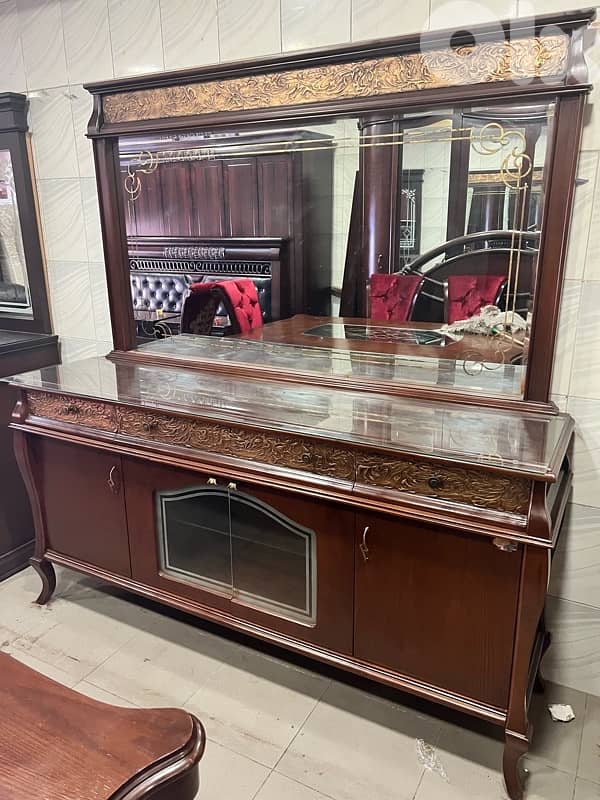 غرفة سفرة خشب زان ملبسة قشرة شبه جديدة 2