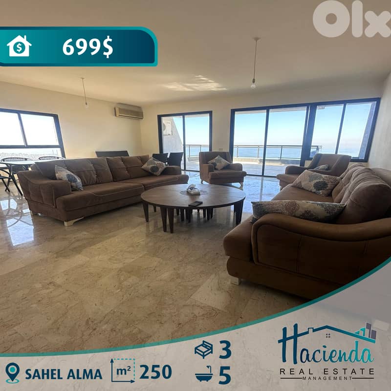 Sea View Apartment With Terrace For Rent In Sahel Alma 0