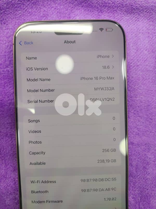apple iphone 16 pro max 256GB used 2