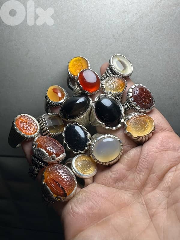 ٢٦ خاتم من العقايق بمختلف انواعها صياغات بحرانية ثقيلة 1