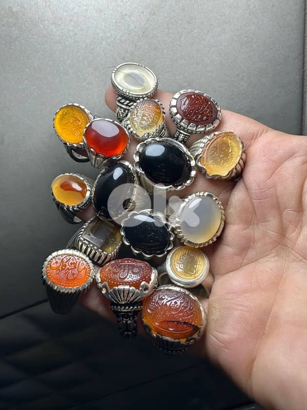 ٢٦ خاتم من العقايق بمختلف انواعها صياغات بحرانية ثقيلة 2