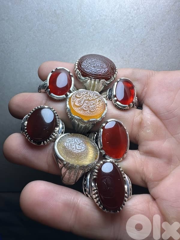 ٢٦ خاتم من العقايق بمختلف انواعها صياغات بحرانية ثقيلة 3