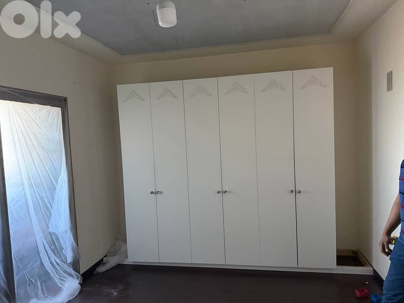 full white bedroom gray bed 1