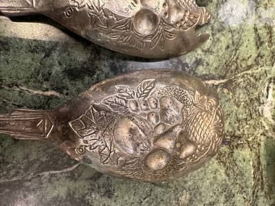 Vintage silver plated serving fork and spoon and knife