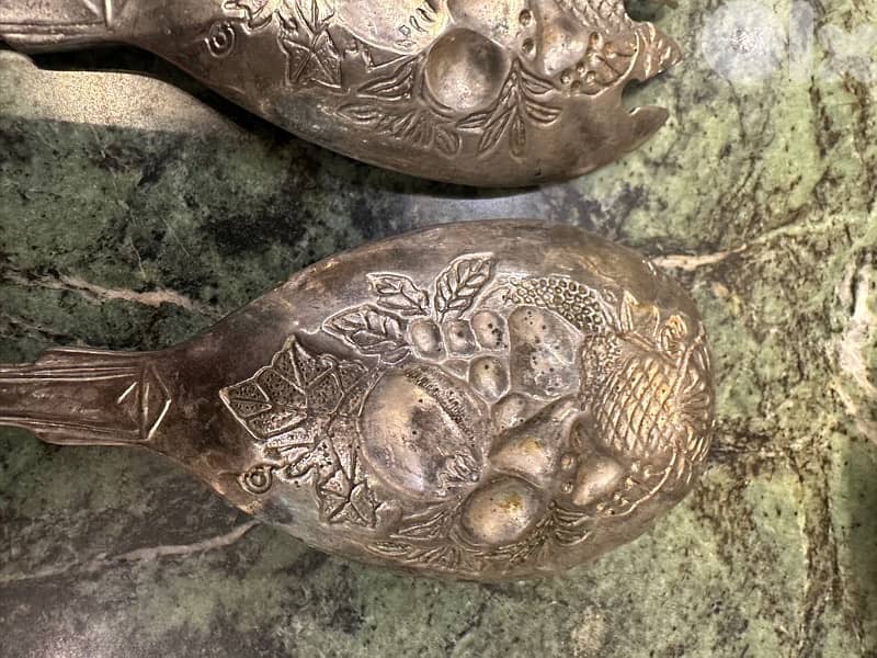 Vintage silver plated serving fork and spoon and knife 0