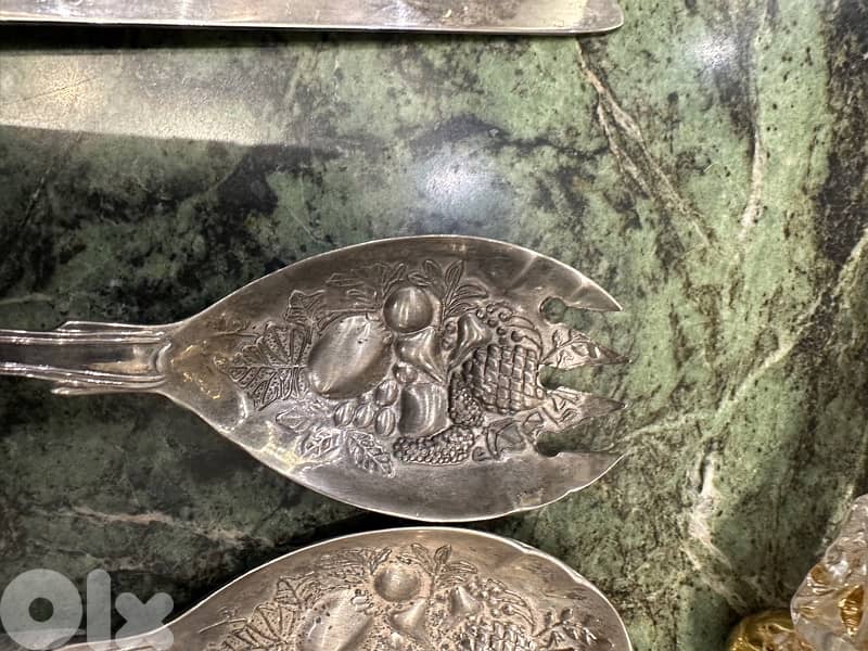 Vintage silver plated serving fork and spoon and knife 5