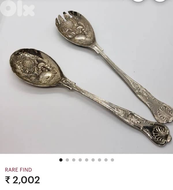 Vintage silver plated serving fork and spoon and knife 7