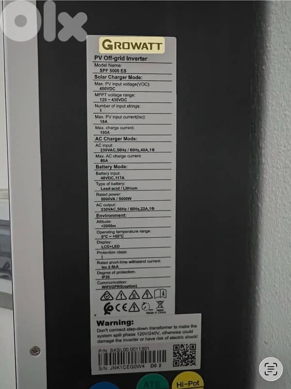 For Sale Growatt  SPF 5000 ES Off Grid Inverter 1