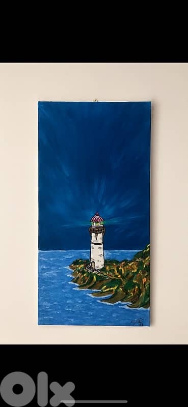 لوحة أكريليك منارة على البحر 1