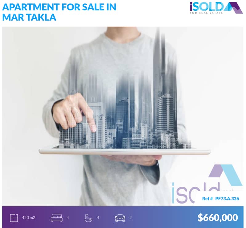 320 m2 apartment+spacious terrace 4sale in Mar Takla - شقة في مار تقلا 0