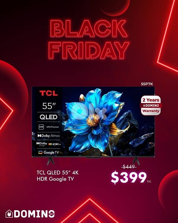TCL 55” QLED UHD Google TV P7K Series 0