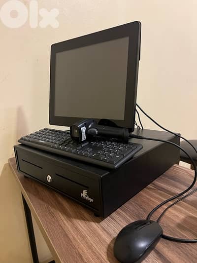 جهاز POS كامل مع شاشة لمس + درج كاش + قارئ أكواد – جاهز للاستعمال