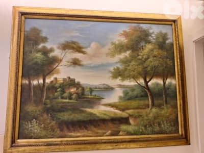 لوحة رسم زيتي حجم كبير فخمة مميزة انتيك سعر لقطة