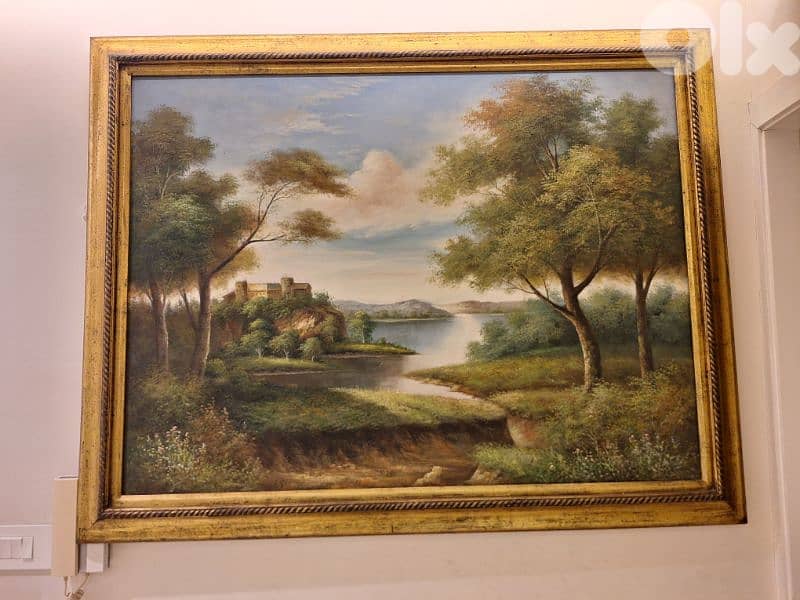 لوحة رسم زيتي حجم كبير فخمة مميزة انتيك سعر لقطة 1