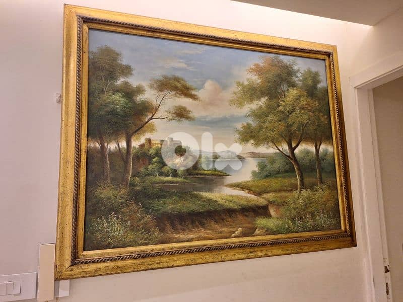 لوحة رسم زيتي حجم كبير فخمة مميزة انتيك سعر لقطة 3