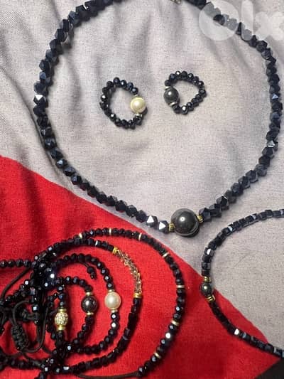 handmade swarovski/precious stones gold plated set