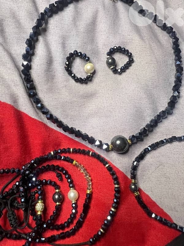 handmade swarovski/precious stones gold plated set 0