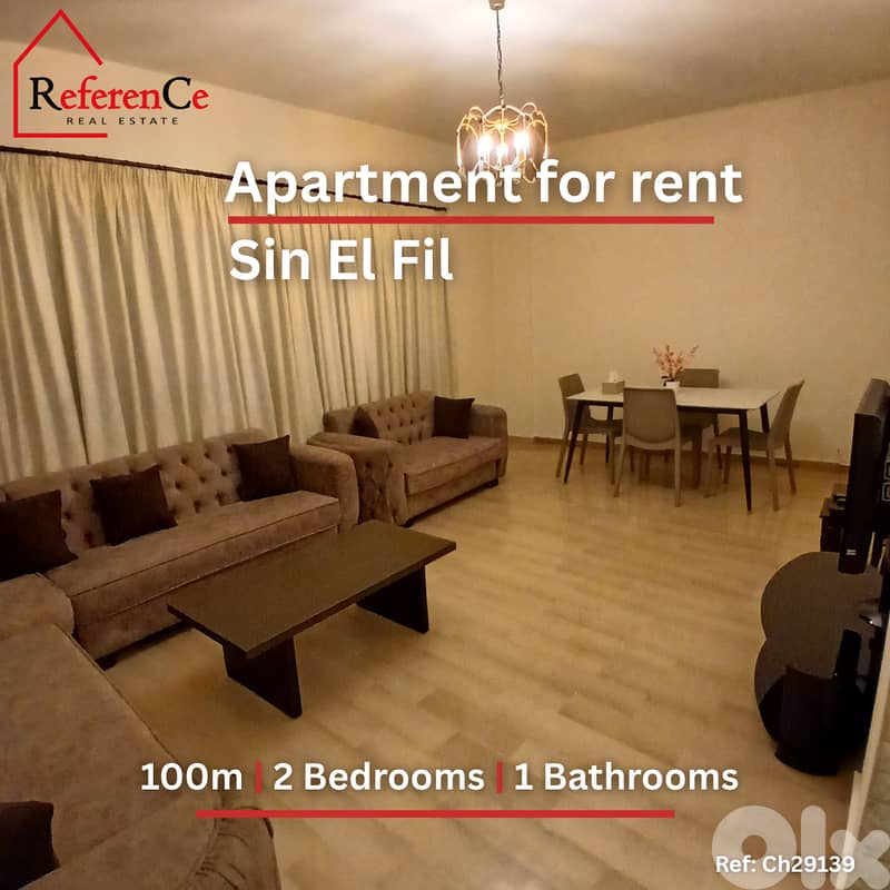 Furnished apartment in Sin El Fil for rent شقة مفروشة للايجار سن الفيل 0