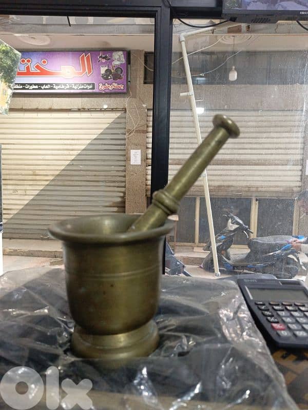 جرن نحاس مع هاون انتيكا 0