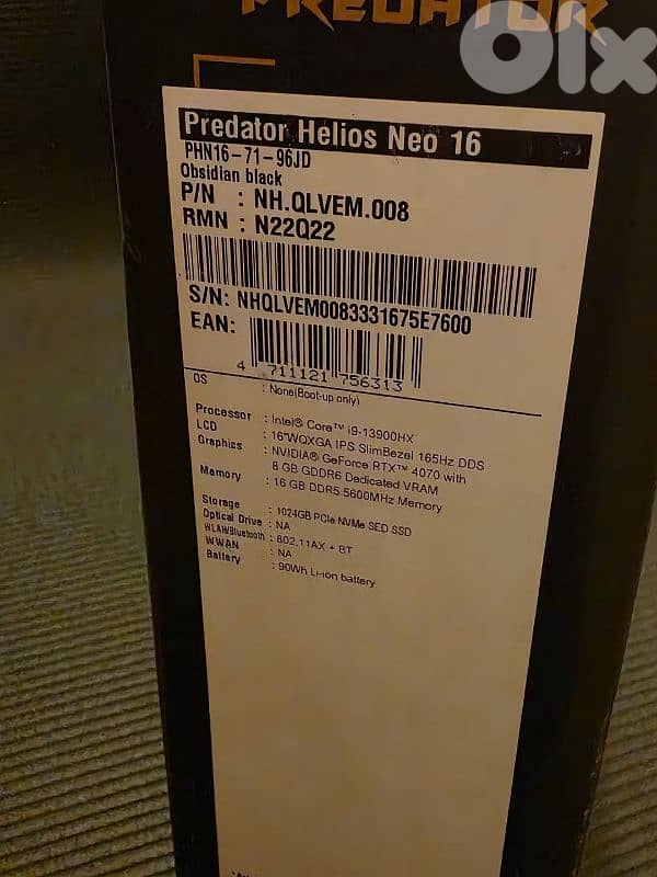 ACER PREDATOR HELIOS NEO 16 CORE I9 GENERATION 13HX RTX 4070 WITH 2.5K 1