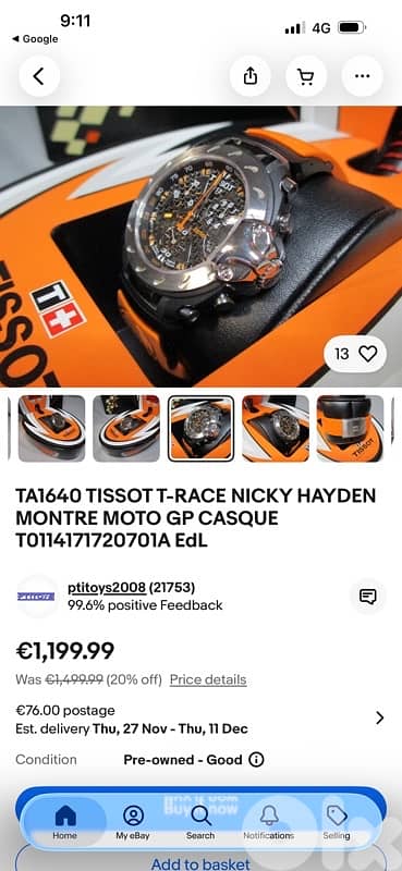 TISSOT LIMITED EDITION WATCH 07342 from 11111 pille Waterproof 330Feet 0