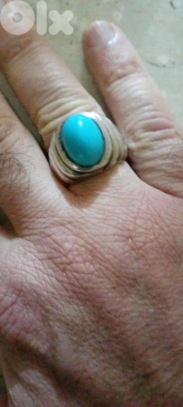 خاتم فيروز فضة ١٨ غرام