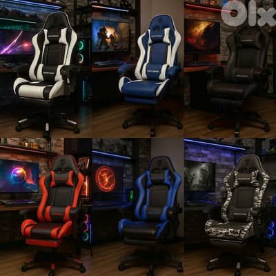 Deadskull Gaming Pro Chair with Footrest - many colors