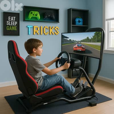 Pro full gaming seat with TV holder - full experience