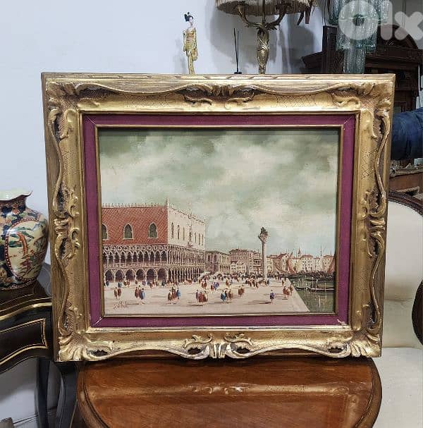 لوحة رسم، تابلو  Tableau Venise Painting Antique 0