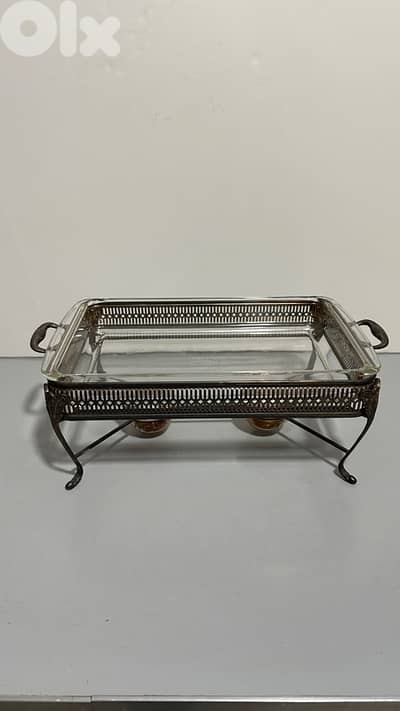 Vintage pyrex chafing dish (food warmer)  - صحن تقديم مع سخانات