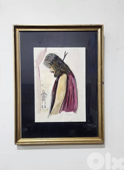 Christ Water Color  لوحة رسم، تابلو  tableau painting antique