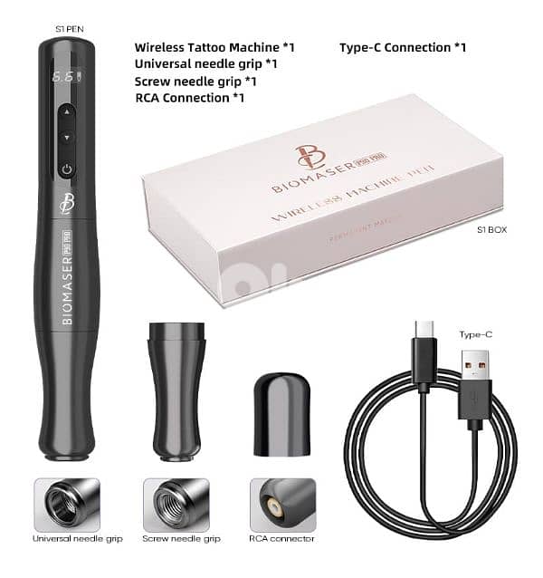 Biomaser P90 PRO Wireless PMU tattoo Pen - Long-Lasting 3