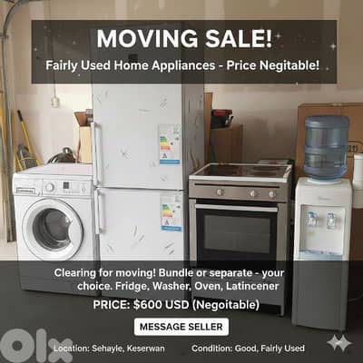 Used Home Appliances for Sale - Moving Out Deal!