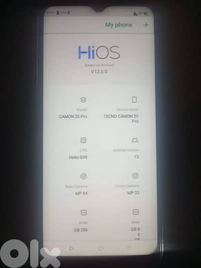 tecno camon 20 pro ( copy ) 256gb 6+6 gram