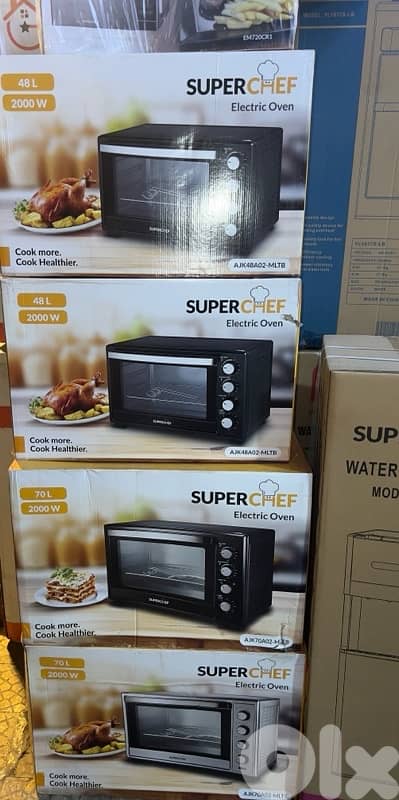 superchef electric ovens 48L 70L silver/black