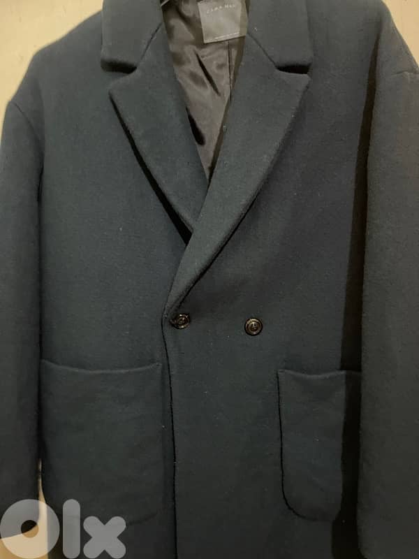 ZARA MEN coat size XL blue petrol mint conditio 4