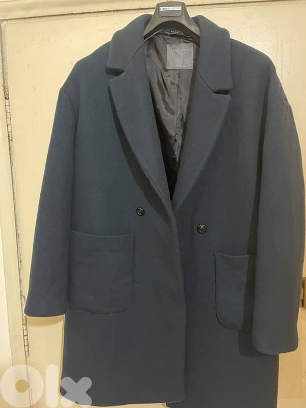 ZARA MEN coat size XL blue petrol mint conditio 6