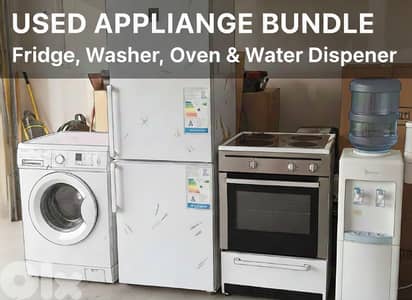 Fridge, Washing Machine, Oven, and Water Dispenser