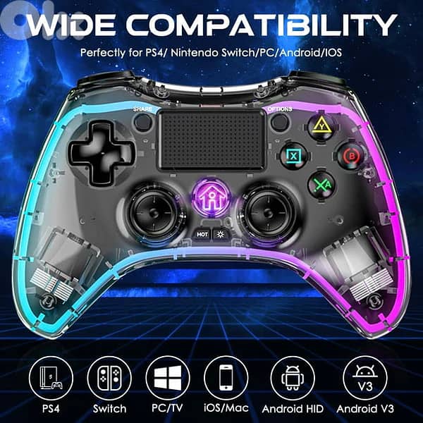 P05 Ergonomic RGB Wireless Controller PS4 PC MOBILE SWITVH AND NINTEND 0