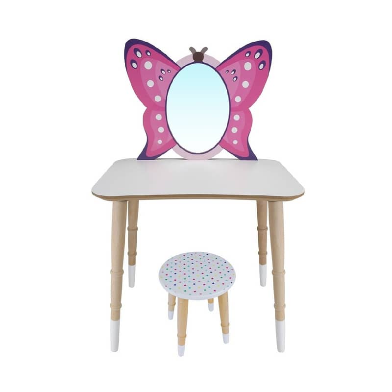 Wooden Make Up Butterfly Table With Chair - طاولة مكياج خشبية 0